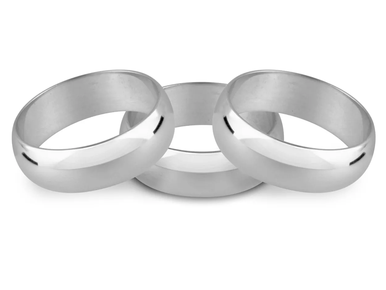 18ct White Gold D Shape Wedding Ring 8.0mm, Size Z, 10.6g Medium-weight, Hallmarked, Wall Thickness 1.44mm, 100% Recycled Gold