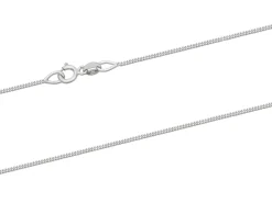 18ct White Gold 0.9mm Diamond Cut Curb Chain 18"/45cm Hallmarked