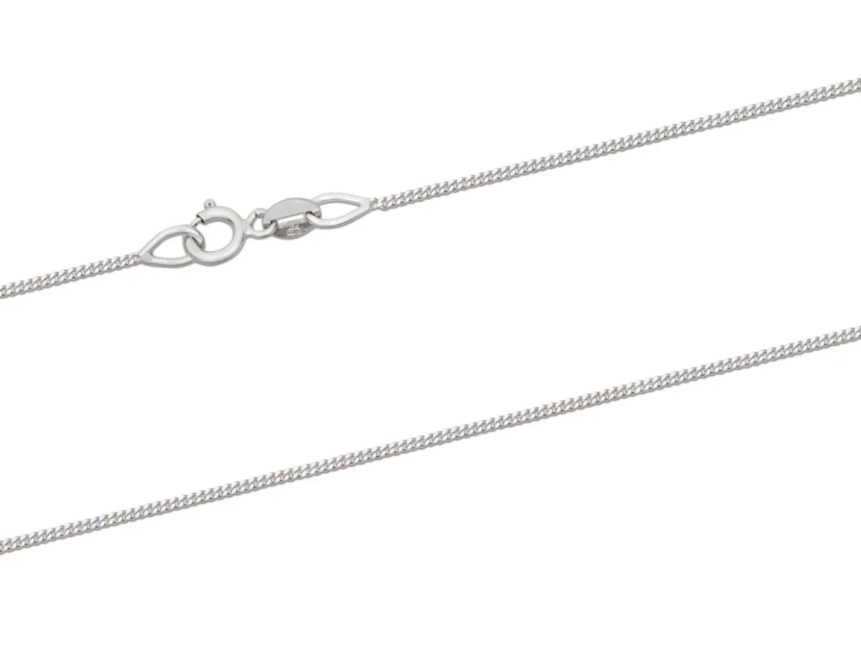 18ct White Gold 0.9mm Diamond Cut Curb Chain 18"/45cm Hallmarked