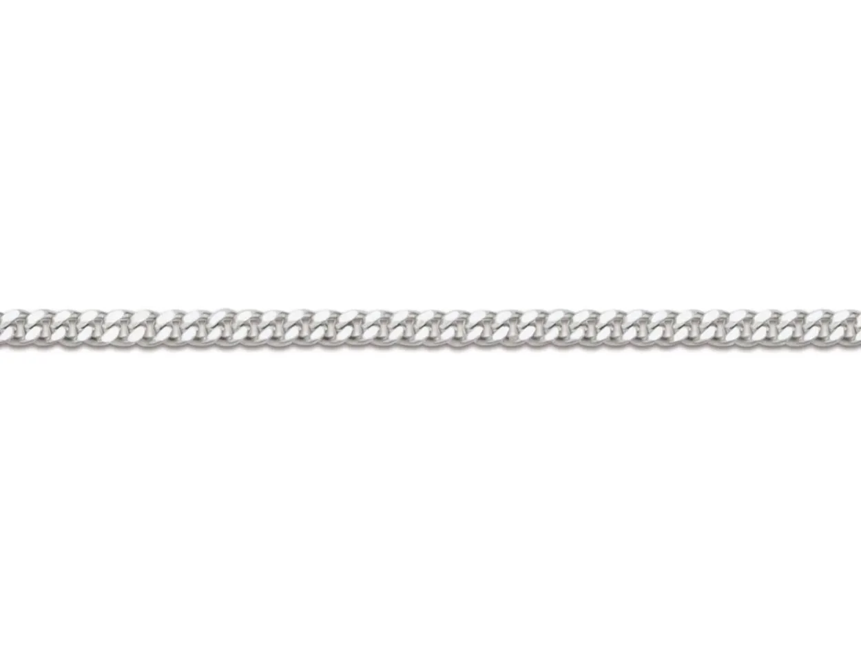 18ct White Gold 0.9mm Diamond Cut Curb Chain 18"/45cm Hallmarked