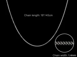 9ct White Gold 1.4mm Diamond Cut Curb Chain 18
