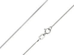 9ct White Gold 0.8mm Diamond Cut Curb Chain 18"/45cm Hallmarked