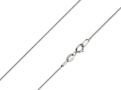 9ct White Gold 0.9mm Diamond Cut Curb Chain 18"/45cm Hallmarked
