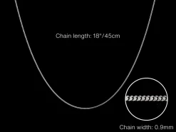 9ct White Gold 0.9mm Diamond Cut Curb Chain 18