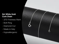 9ct White Gold 0.5mm Diamond Cut Curb Chain 16"/40cm Unhallmarked
