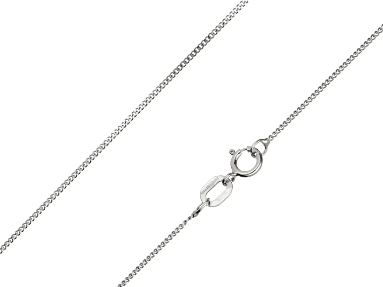 9ct White Gold 0.8mm Diamond Cut Curb Chain 16"/40cm Hallmarked