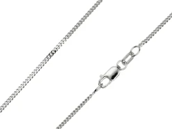 9ct White Gold 1.4mm Diamond Cut Curb Chain 16"/40cm Hallmarked