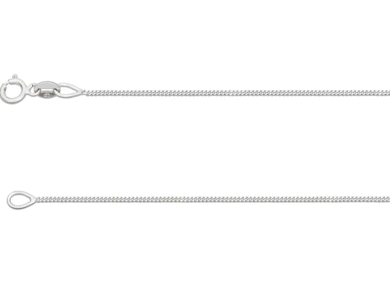 18ct White Gold 0.9mm Diamond Cut Curb Chain 16"/40cm Hallmarked