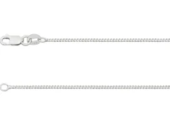18ct White Gold 1.4mm Diamond Cut Curb Chain 18"/45cm Hallmarked