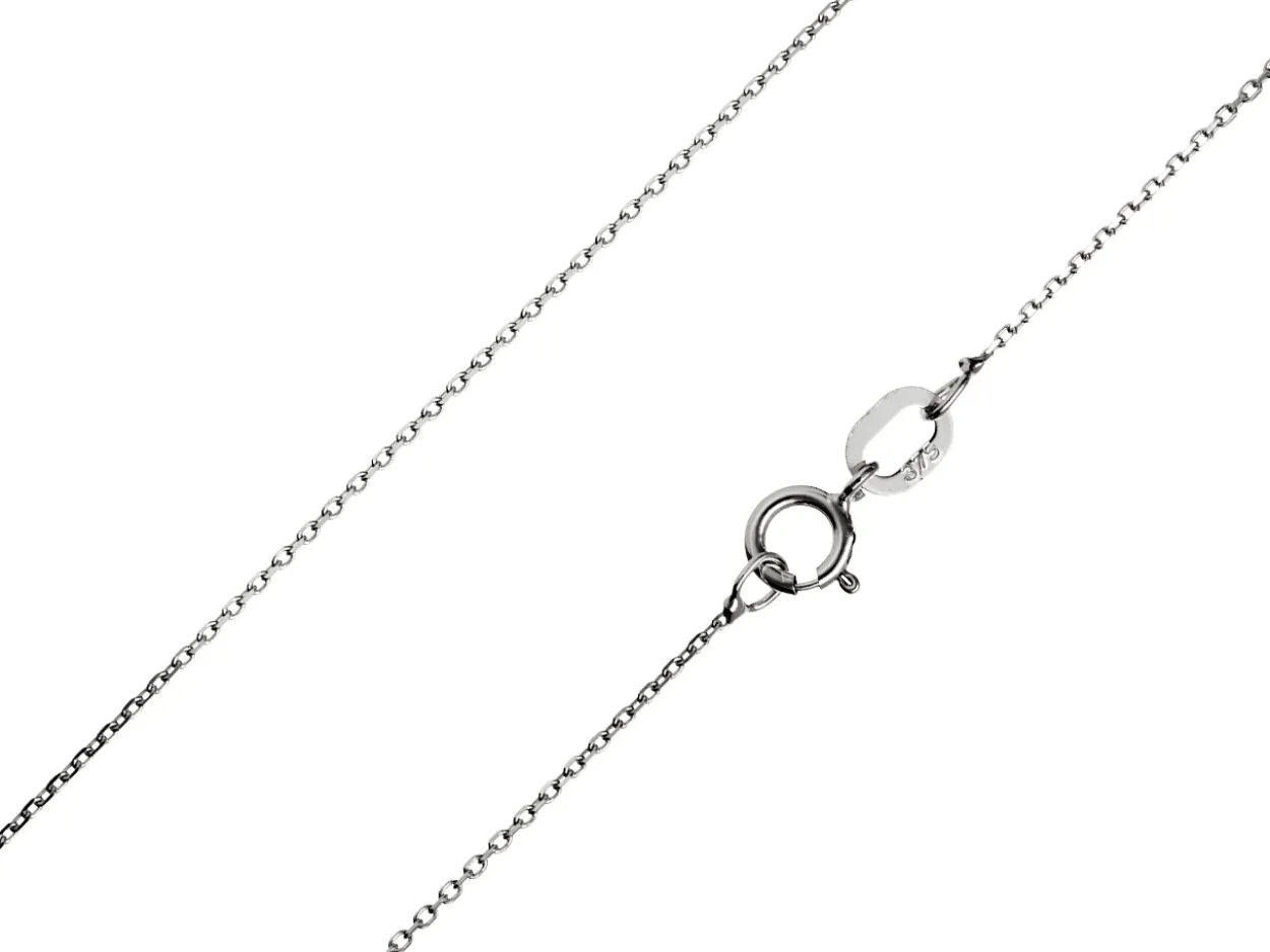 9ct White Gold 0.8mm Diamond Cut Oval Belcher Chain 18"/45cm Unhallmarked