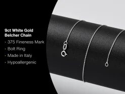 9ct White Gold 0.8mm Diamond Cut Oval Belcher Chain 18"/45cm Unhallmarked