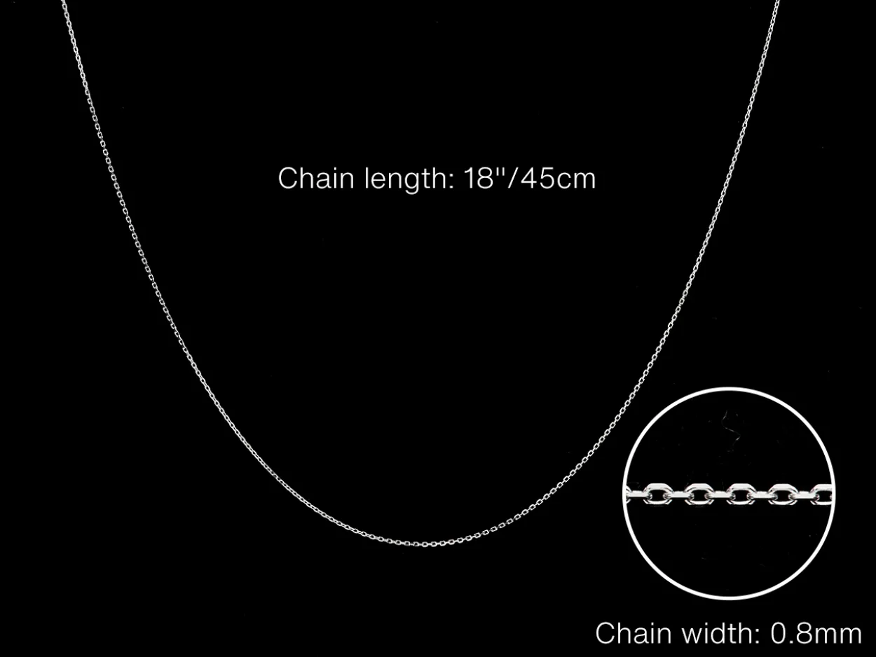 9ct White Gold 0.8mm Diamond Cut Oval Belcher Chain 18"/45cm Unhallmarked
