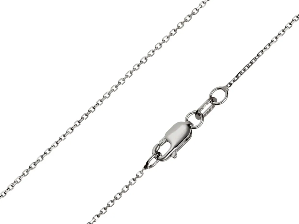 9ct White Gold 0.8mm Diamond Cut Oval Belcher Chain 18"/45cm Heavy Hallmarked