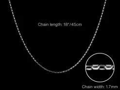 9ct White Gold 1.7mm Diamond Cut Oval Belcher Chain 18