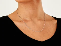 9ct White Gold 1.7mm Diamond Cut Oval Belcher Chain 18