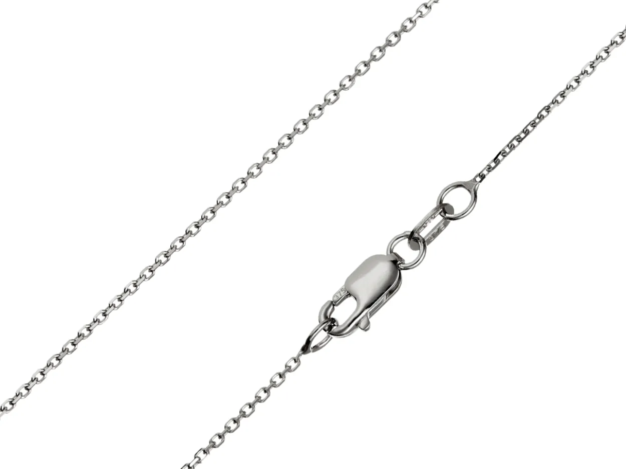 9ct White Gold 0.8mm Diamond Cut Oval Belcher Chain 20"/50cm Heavy Hallmarked