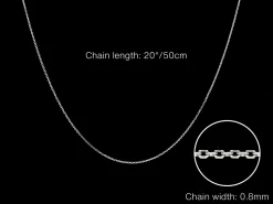 9ct White Gold 0.8mm Diamond Cut Oval Belcher Chain 20
