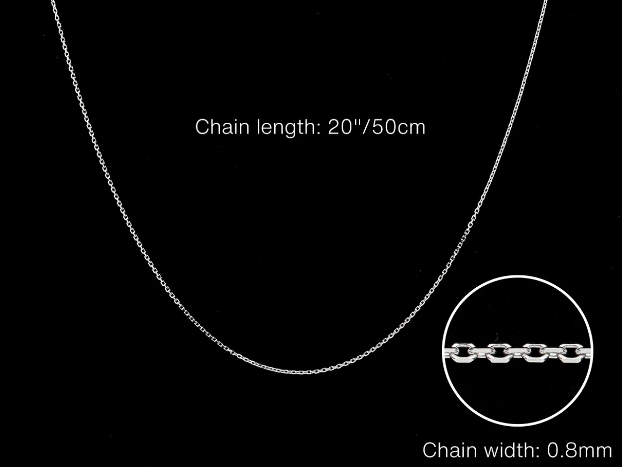 9ct White Gold 0.8mm Diamond Cut Oval Belcher Chain 20"/50cm Heavy Hallmarked