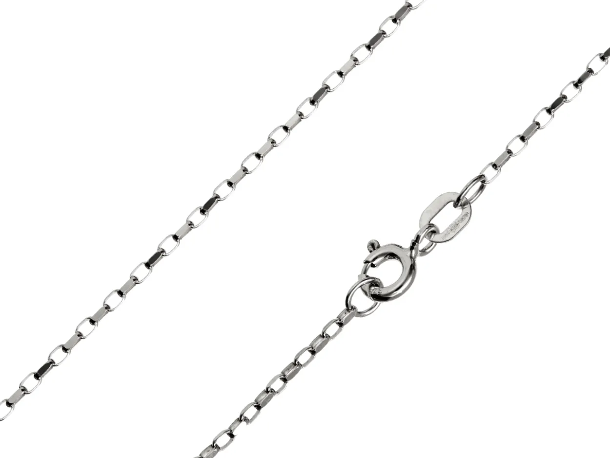 9ct White Gold 1.7mm Diamond Cut Oval Belcher Chain 20"/50cm Hallmarked