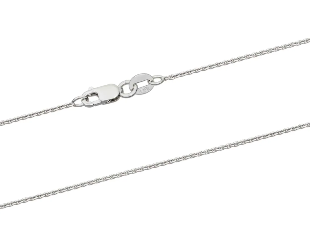 18ct White Gold 1.4mm Diamond Cut Oval Trace Chain 18"/45cm Hallmarked