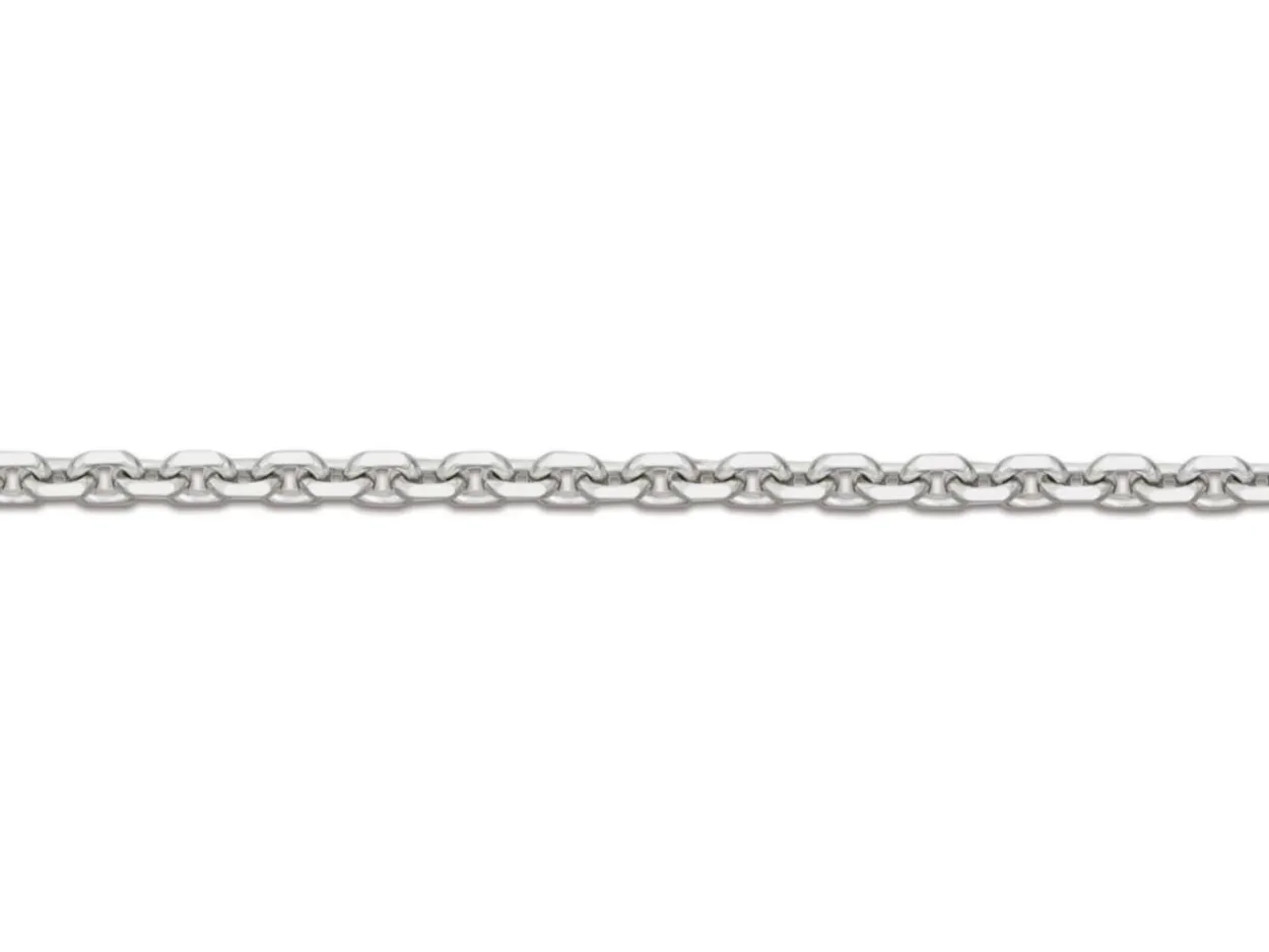18ct White Gold 1.4mm Diamond Cut Oval Trace Chain 18"/45cm Hallmarked