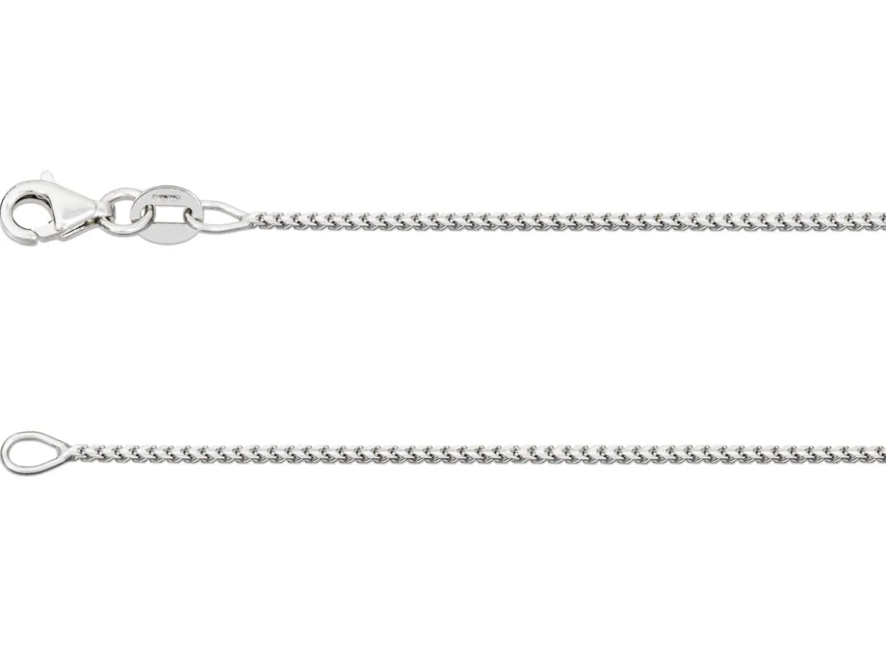 18ct White Gold 1.4mm Franco Chain 16"/40cm Hallmarked
