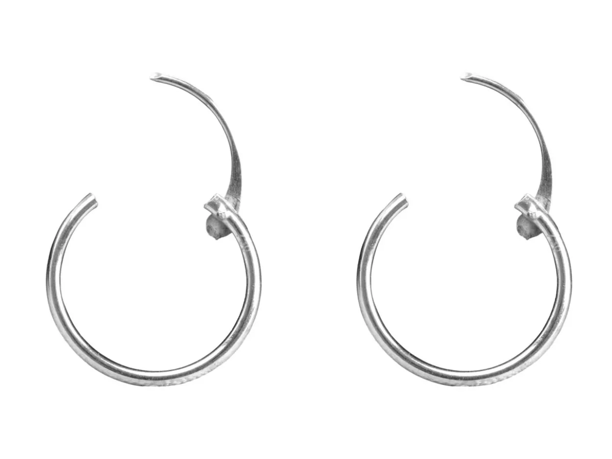 18ct White Gold 11.0mm Hinged Sleeper Hoop Earrings, Pack Of 2, 100% Recycled Gold