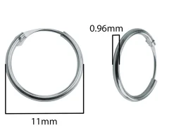 18ct White Gold 11.0mm Hinged Sleeper Hoop Earrings, Pack Of 2, 100% Recycled Gold