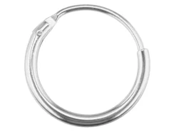 9ct White Gold 13mm Hinged Sleeper Hoop Earring, 100% Recycled Gold