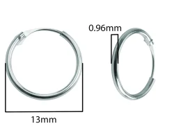9ct White Gold 13mm Hinged Sleeper Hoop Earring, 100% Recycled Gold