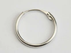 9ct White Gold 13mm Hinged Sleeper Hoop Earring, 100% Recycled Gold