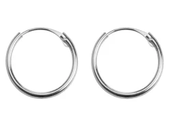 9ct White Gold 13.0mm Hinged Sleeper Hoop Earrings, Pack Of 2, 100% Recycled Gold