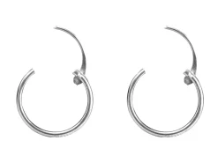 18ct White Gold 11mm Hinged Sleeper Hoop Earring, 100% Recycled Gold