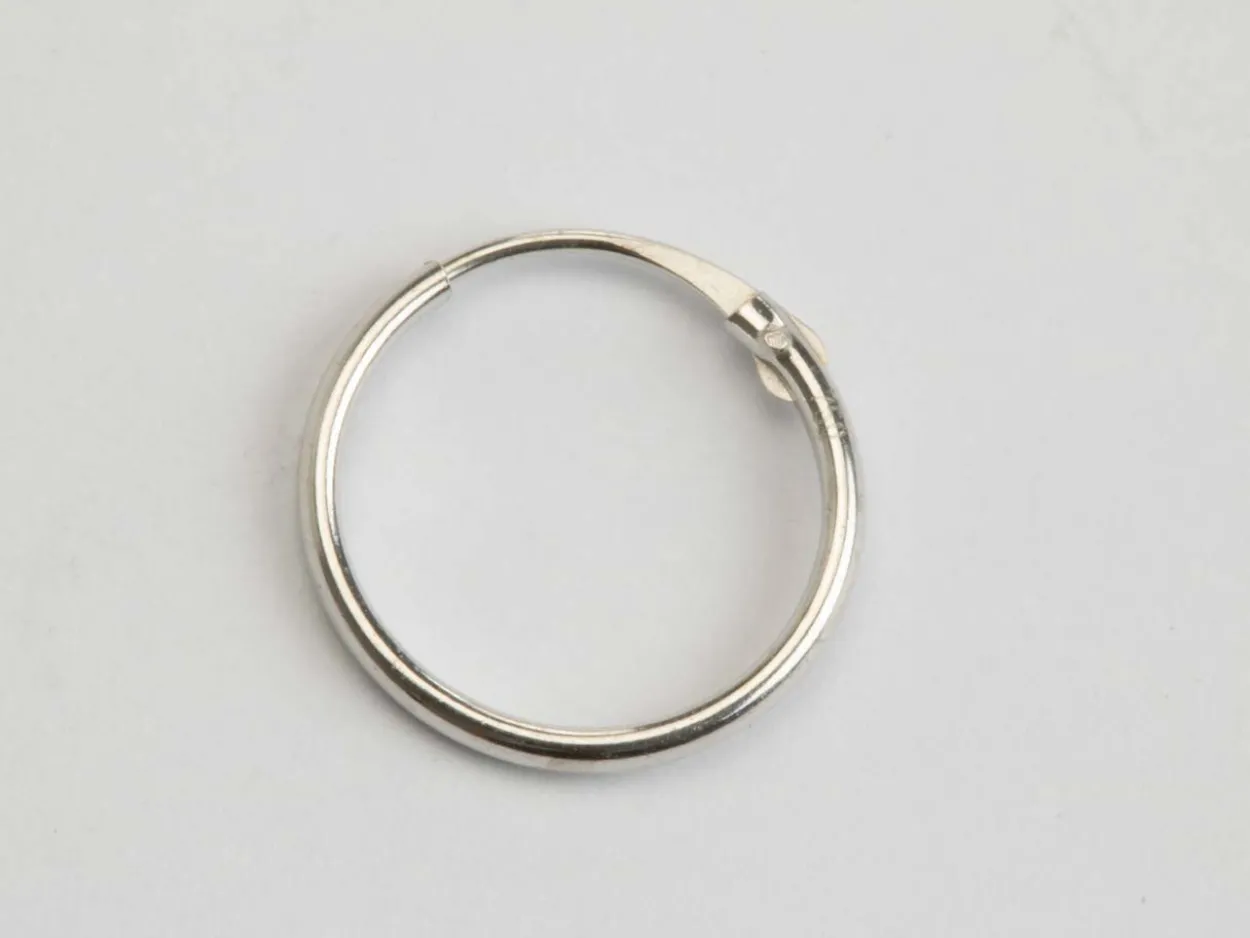 18ct White Gold 11mm Hinged Sleeper Hoop Earring, 100% Recycled Gold