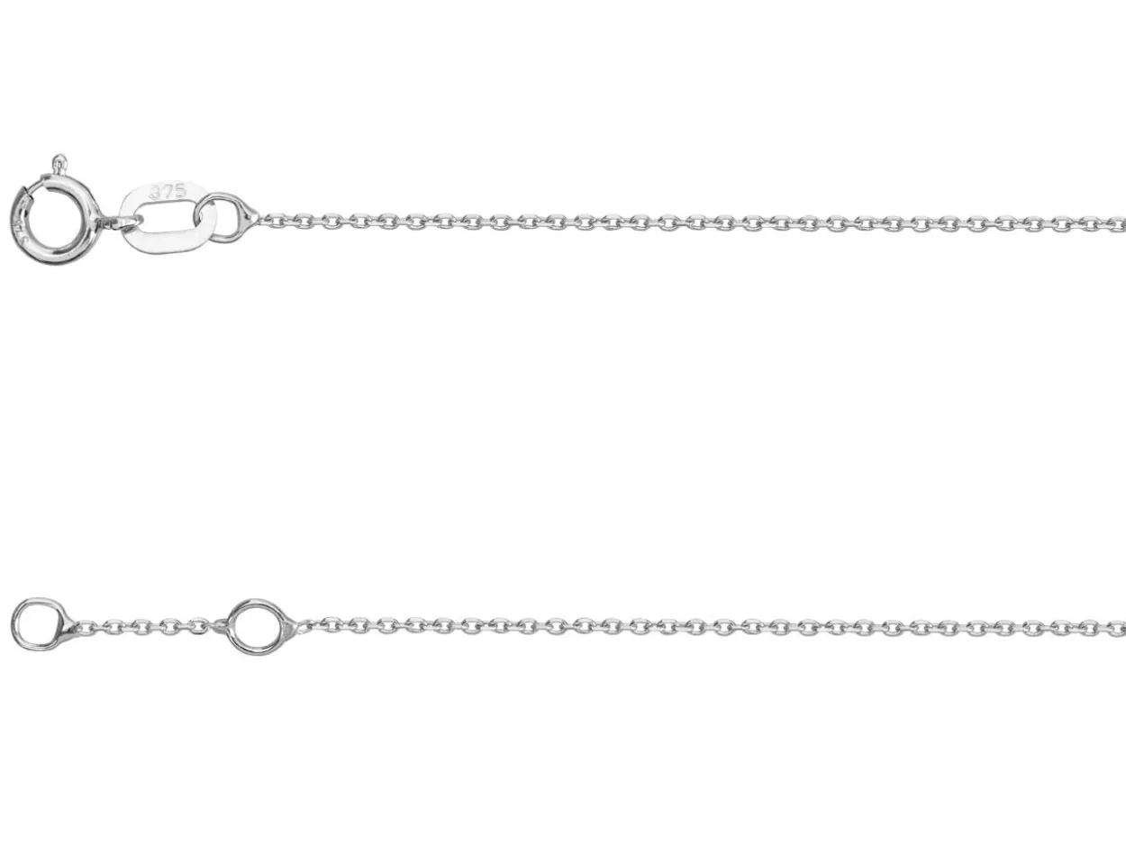 9ct White Gold 0.8mm Oval Trace Bracelet With Extender 6.7-7.1"/17-18cm Unhallmarked