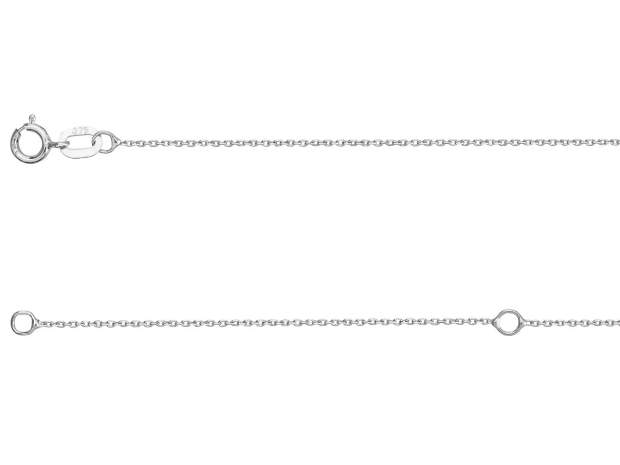 9ct White Gold 0.8mm Oval Trace Chain With Extender 16-18"/40-45cm Unhallmarked