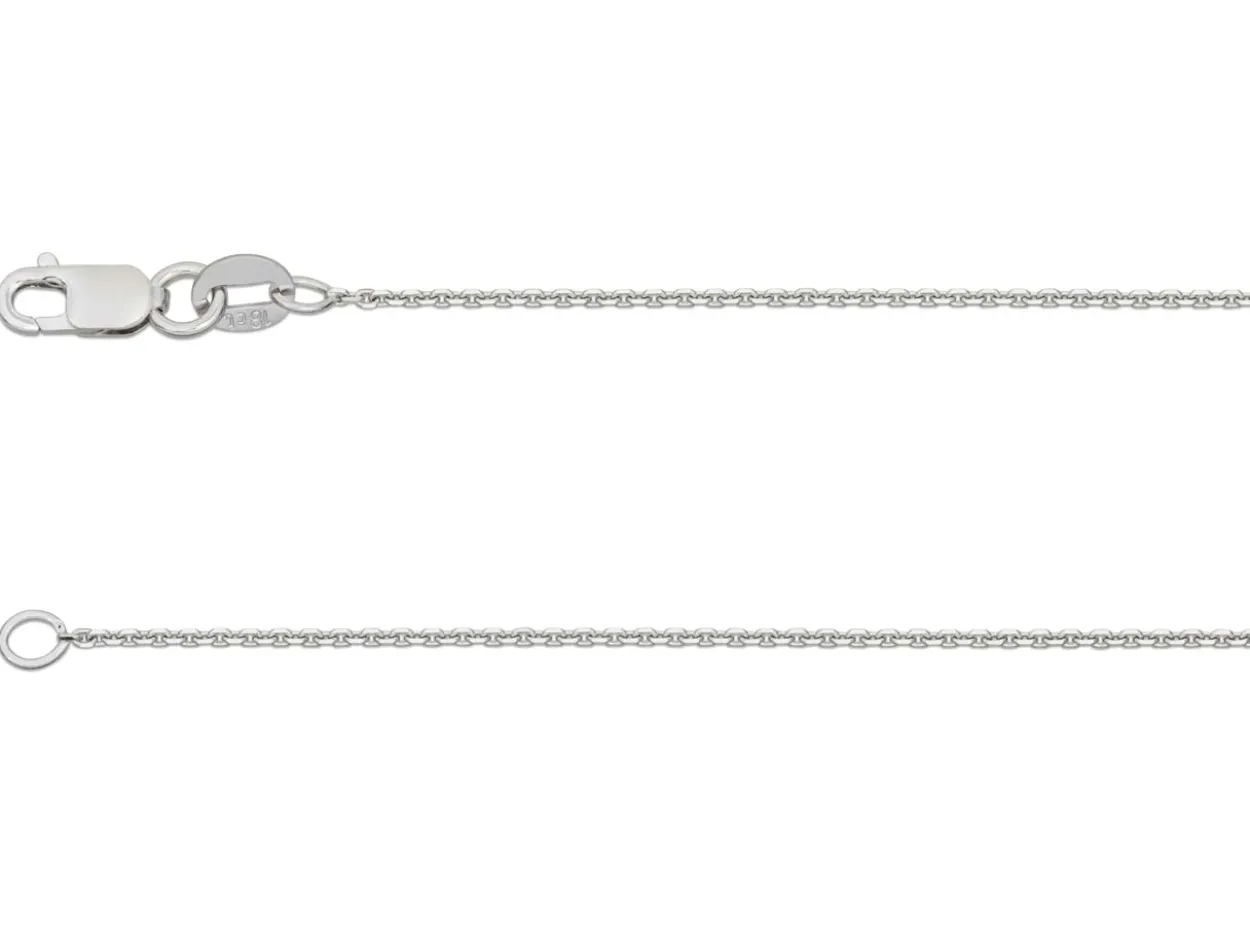 18ct White Gold 0.6mm Round Belcher Chain 16"/40cm Hallmarked