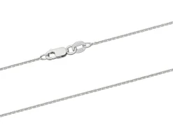 18ct White Gold 0.6mm Round Belcher Chain 16"/40cm Hallmarked