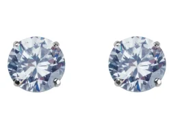 9ct White Gold 8mm Round Cubic Zirconia Stud Earring