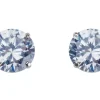 9ct White Gold 5mm Round Cubic Zirconia Stud Earrings Basket