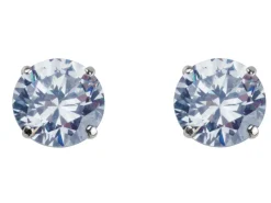 9ct White Gold 5mm Round Cubic Zirconia Stud Earrings Basket