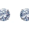9ct White Gold 7mm Round Cubic Zirconia Basket Set Studs, Pair
