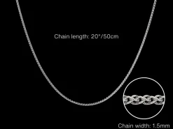 9ct White Gold 1.5mm Round Spiga Chain 20
