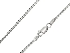 9ct White Gold 1.5mm Round Spiga Chain 16"/40cm Hallmarked