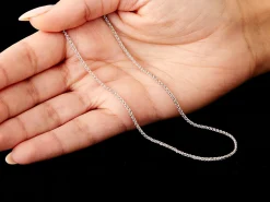 9ct White Gold 1.5mm Round Spiga Chain 16