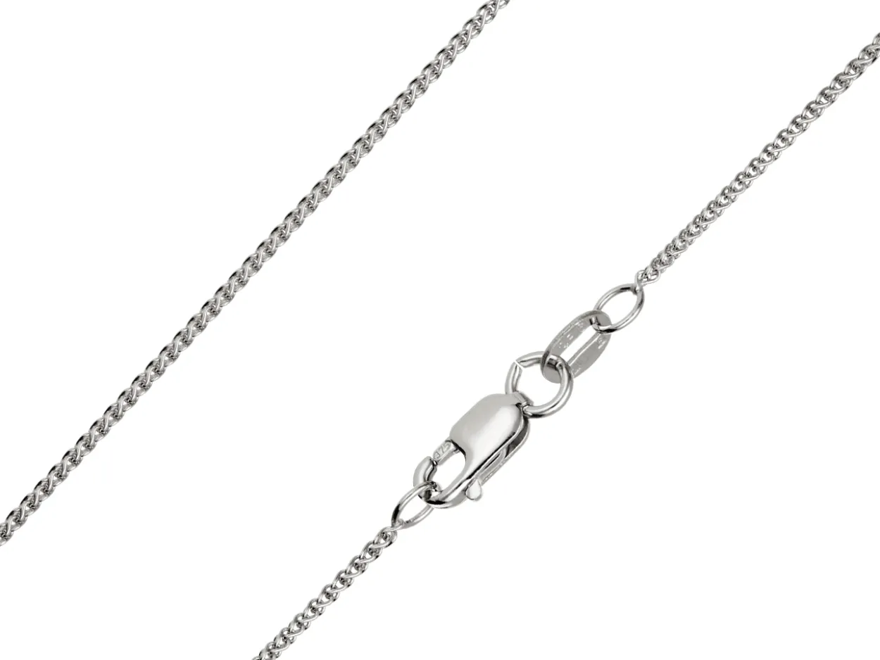 9ct White Gold 1.0mm Round Spiga Chain 18"/45cm Hallmarked