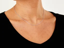 9ct White Gold 1.0mm Round Spiga Chain 16