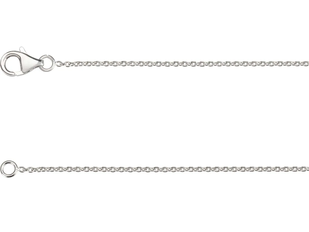 18ct White Gold 1.1mm Round Trace Chain 16"/40cm Hallmarked