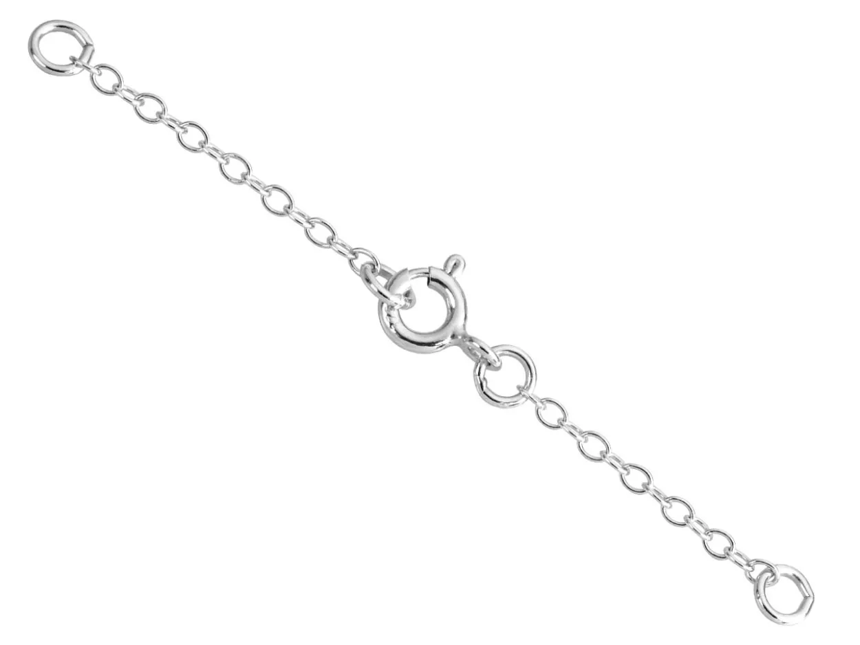 18ct White Gold 1.7mm Trace Safety Chain For Necklet With Bolt Ring 7.0cm/2.8", 100% Recycled Gold