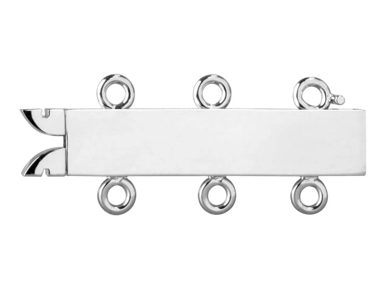 18ct White Gold 3 Row Clasp Polished 18mm